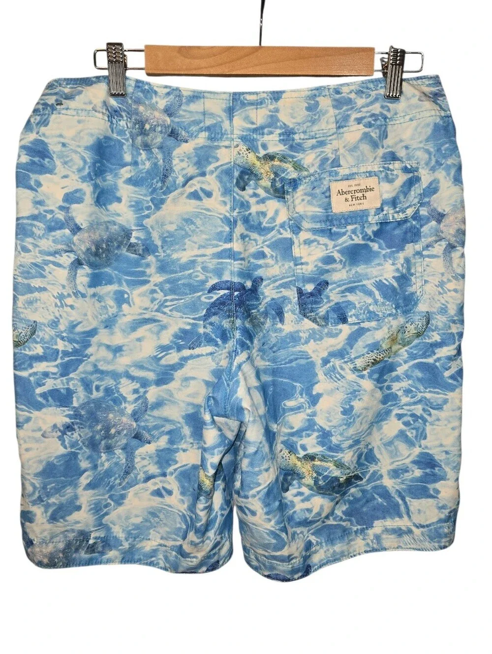 Abercrombie & Fitch Turtle Print Board Shorts Surfer Swim Trunks Men’s Blue Med.